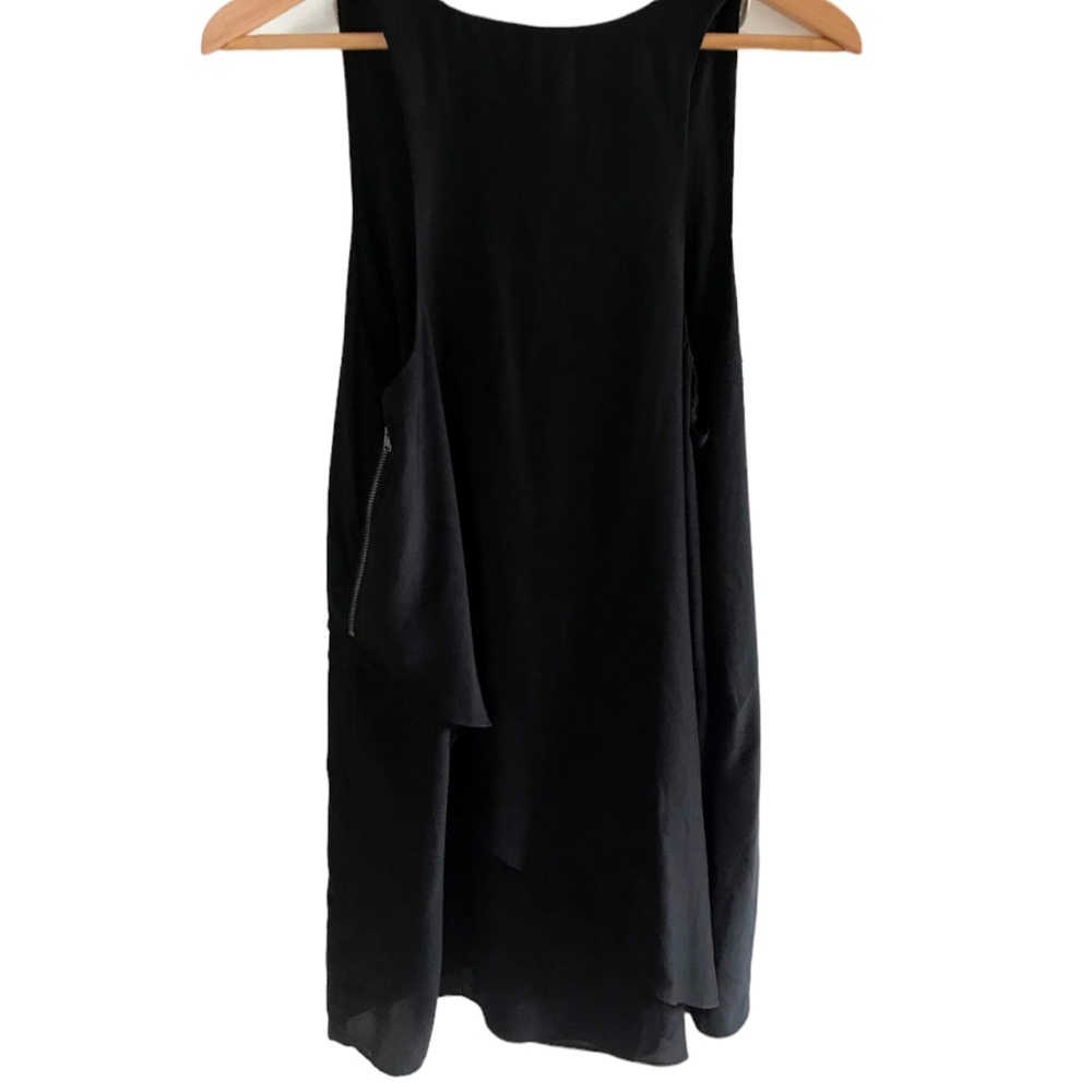 Urban Outfitters Silence + Noise Black Mini Dress Faux Wrap Dress Zipper Side - Picture 2 of 7